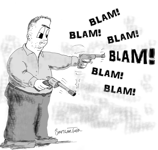 Cartoon: Fat man shooting