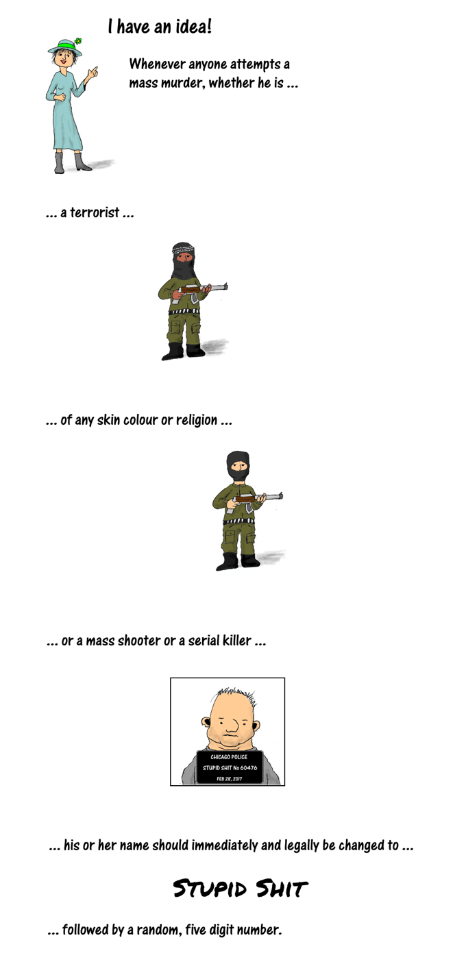 Cartoonicle: renaming terrorists to "Stupid Shit" part 1